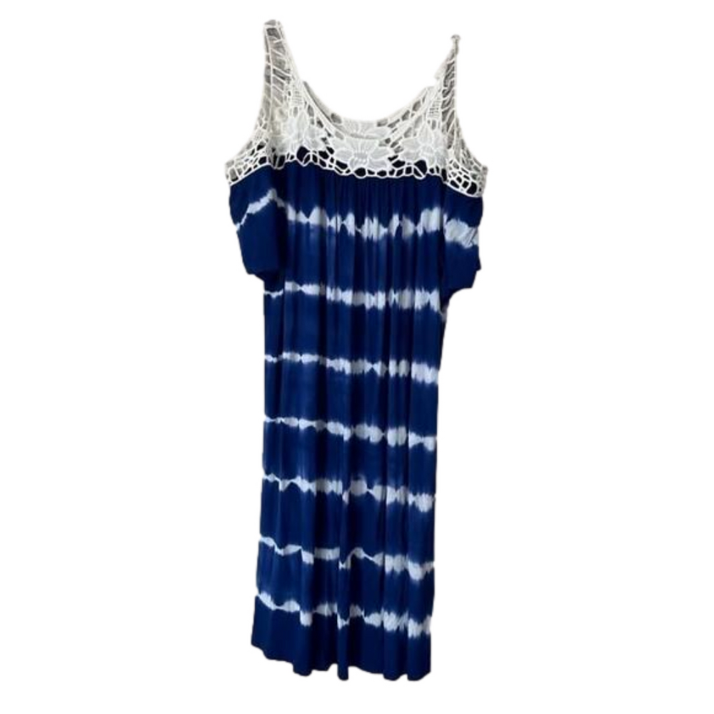 Glamour Blue Tie Dye Cold Shoulder Dress Size XL